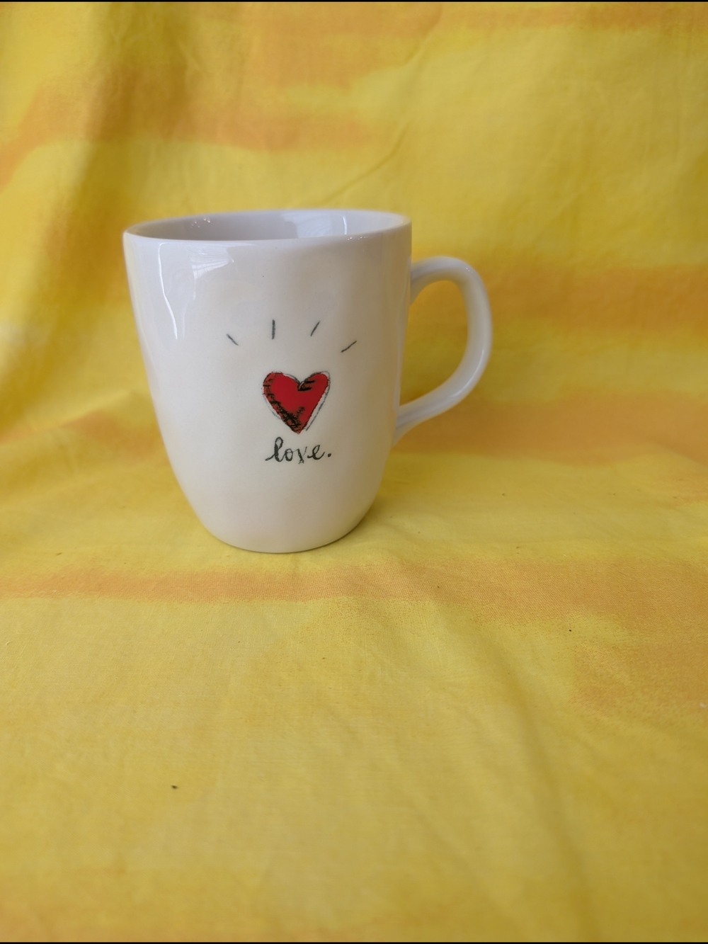 Rae Dunn White Ceramic Mug with Red Heart